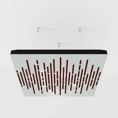 Zdjęcie produktu dla Zestaw 4 paneli akustycznych do sufitu, wzór WAVE, aksamit, 50x50x5 cm, kolor biały/bordowy