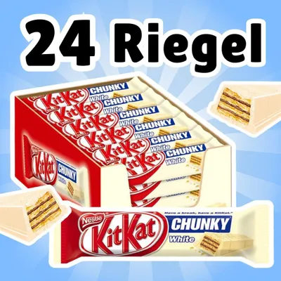 Produktbild von 24× KitKat Chunky White – Knuspriger Waffelriegel mit weißer Schokolade – 24×40 g