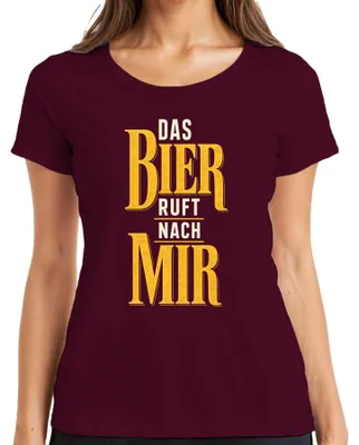 Produktbild von Das Bier ruft nach mir Lustig Saufen Party Geschenk Alkohol Kneipe Damen T-Shirt, Burgundy, S