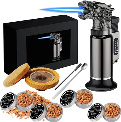 Produktbild von Cocktail Smoker Kit mit Brenner 4 Holzmeißel Smokerzubehör (Butanfrei) für Barkeeper