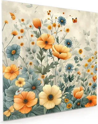 Produktbild von Küchenrückwand Spritzschutz Glas mit Motiv Blumenwiese 40 x 40 cm