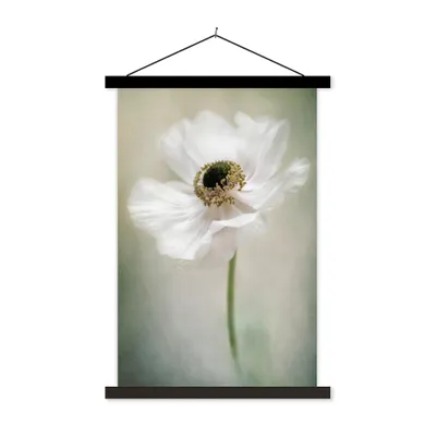 Produktbild von MuchoWow® Textilposter Blumen - Natur - Anemone - Weiß 60x90 cm mit schwarzem Rahmen - Poster Wohnzimmer