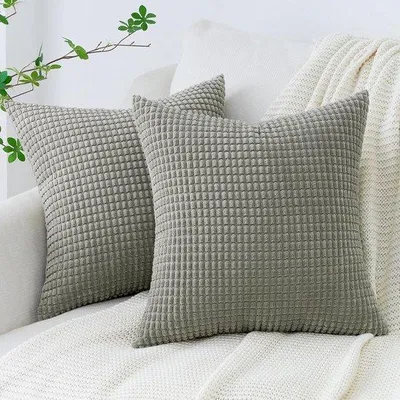 Productafbeelding van Famanu kussenhoezen, 50 x 75 cm, set van 2, lichtgrijs, met hotelsluiting