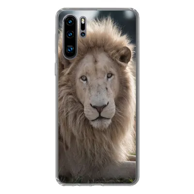 Produktbild von MuchoWow® Handyhülle Schutzhülle Hülle für Huawei P30 Pro Löwe - Tier - Weiß Silikon Softcase Handy Hülle - Schutzdeckel