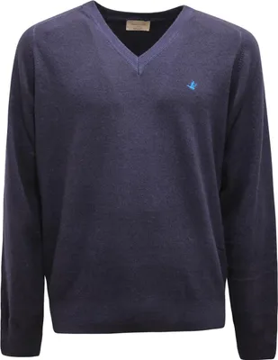 Obrázek produktu pro 9202Av Maglione Uomo Brooksfield Man Vlněný Svetr S Výstřihem Do V Modrý