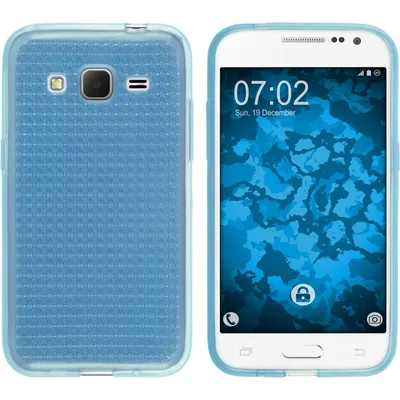 Produktbild von PhoneNatic Case kompatibel mit Samsung Galaxy Core Prime - hellblau Silikon Hülle Iced + 2 Schutzfolien