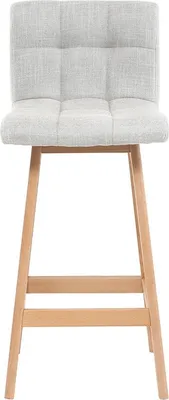 Produktbild von Miliboo - Barhocker aus hellgrauem Stoff und Holz H67,5 cm (2er-Set) KLARIS
