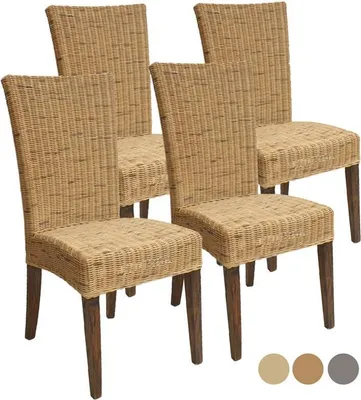 Produktbild von Soma Esszimmer Stühle Rattanstühle Set Cardine 4 Stück mit/ohne Sitzkissen (BxHxL) 48 x 98 x 60 cm cabana ohne Sitzkissen