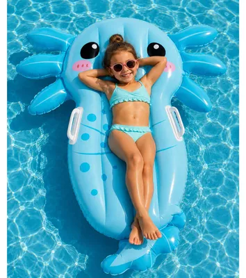 Produktbild von Aufblasbares Axolotl Schwimmtier Luftmatratze 117x107xcm 2 Haltegriffen
