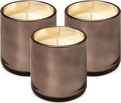 Produktbild von Spaas unparfümierte Kerze in Metallic-Glas – Bronze – ca. 56 Stunden – 3 Kerzen