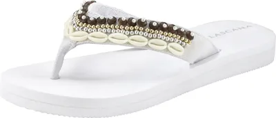 Produktbild von LASCANA Badezehentrenner Sandale, Badeschuh, Pantolette, Badelatsche, Flip Flop, Sommerschuh, weiß Größe 43