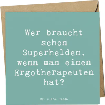Produktbild von Mr. & Mrs. Panda Grußkarte Spruch Ergotherapeut Held - Meeresbrise - Geschenk, faltkarte, Berufe, Berufsleben, motorische Fähigkeiten, anlasskarte, Dankbarkeit, Beruf