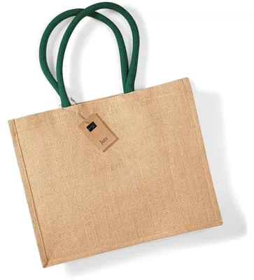 Image de Sac à provisions en jute Westford Mill, 21 litres FK968 (taille unique) (naturel / vert)
