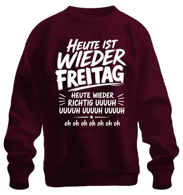 Zdjęcie produktu dla Dzisiaj jest piątek. Bluza z napisem "Prawda", "Uuuuh", "Sarkazm". Kolor: bordo, rozmiar: M. (Może być również: Sweter, kolor: bordo, rozmiar: M.)
