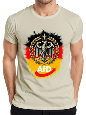 Zdjęcie produktu dla T-shirt męski "AfD Deutschland Patriot", czarny, z motywem orła niemieckiego, napis "Statement", rozmiar 3XL, materiał: naturalny