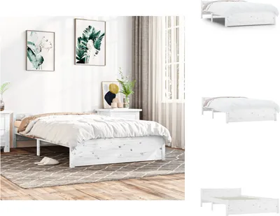Produktbild von vidaXL Massivholzbett Weiß 140x200 cm -  Betten & Bettgestelle