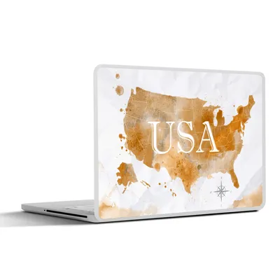 Produktbild von MuchoWow® Laptop Aufkleber Sticker Cover Karte - Amerika - Gold 40x30 cm - Laptop Dekoration - Selbstklebend