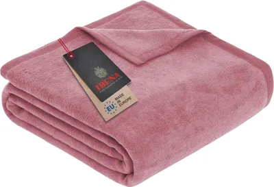 Produktbild von Ibena Porto Kuscheldecke 150x200 cm - Wolldecke rosa einfarbig, pflegeleichte Baumwollmischung, kuschelig weich und angenehm warm