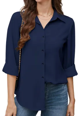 Produktbild von Chiffonbluse mit langen Ärmeln für Damen – ein lässiger und eleganter Oberteil