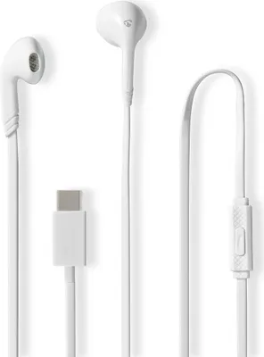 Produktbild von Nedis Kopfhörer mit Kabel - USB-C - Kabellänge: 1.20 m - Eingebautes Mikro - Lautstärke-Regler - Weiss