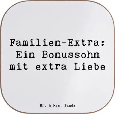 Produktbild von Mr. & Mrs. Panda PErsonalisierte Bierdeckel Bonussohn Liebe - Weiß - Geschenk, Geschenke, Familienbindung, Stiefsohn, Patchworkfamilie, Untersetzer, einzigartige Designs