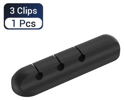 Produktbild von Kabelorganizer - Kabelhalter - 3 Kabelclips - Selbstklebend - Für USB-Kabel - Schreibtisch, Büro und Zuhause - Schwarz