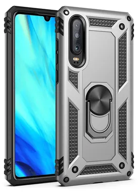 Immagine prodotto di NALIA Anello custodia del telefono cellulare per Huawei P30, 360 gradi di protezione Custodia Cover Bag Bumper Argento
