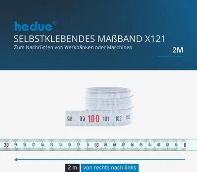 Produktbild von hedue® Selbstklebendes Maßband 2 m, von rechts nach links