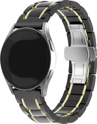 Produktbild von Strap-it Xiaomi Amazfit GTR Keramik-Stahlarmband (Schwarz/Gold)