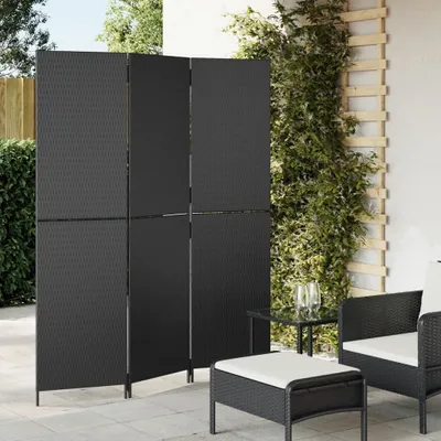 Produktbild von Möbel Paravent 3-tlg. Schwarz Poly Rattan - Paravents 365340