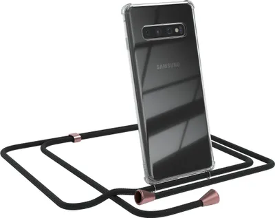Produktbild von EAZY CASE Handykette kompatibel mit Samsung Galaxy S10, Handyhülle mit Umhängeband, Handykordel, Schutzhülle Clear, Band in Schwarz