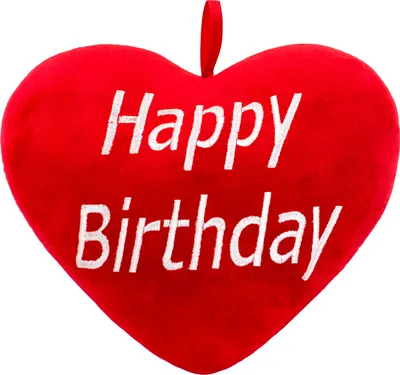 Produktbild von BRUBAKER Plüschkissen in Herzform - Happy Birthday - Rot 32 cm - Herzkissen Bestickt