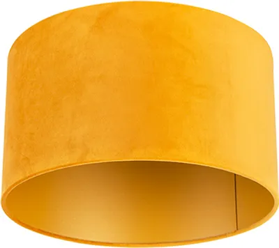 Produktbild von Samt Lampenschirm Gelb 35/35/20 mit goldener Innenseite