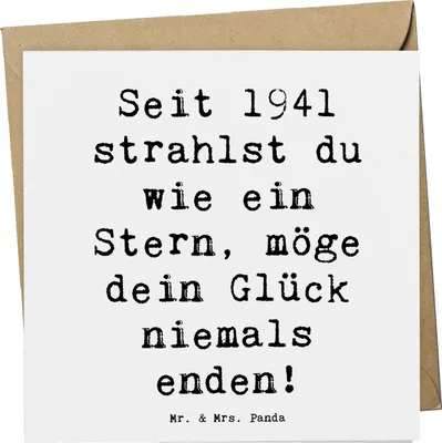 Produktbild von Mr. & Mrs. Panda Grußkarte Spruch 1941 Geburtstag Stern - Weiß - Geschenk, Happy Birthday, Klappkarte, Geburtstagsglück, faltkarte, Geburtstagsgeschenk, Alter, Jubiläum