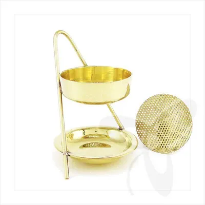 Produktbild von Weihrauchständer Set 2975 + 3 Sorten Weihrauch + Teelicht Messing Handarbeit