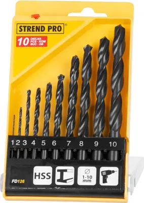 Obrázek produktu pro Sada vrtáků Strend Pro FD126, 10 dílů, 1-10 mm, HSS, do kovu