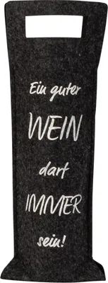 Produktbild von 12 Stück Flaschentüten Wein Filz Grau mit Spruch Ein Guter Wein