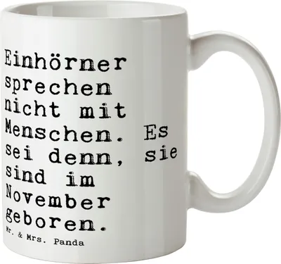 Produktbild von Mr. & Mrs. Panda Tasse Einhörner sprechen nicht mit... - Weiß - Geschenk, Einhorn, Spruch Sprüche Weisheiten Zitate Lustig Weisheit Worte, Kaffeebecher, Henkeltasse, Pott
