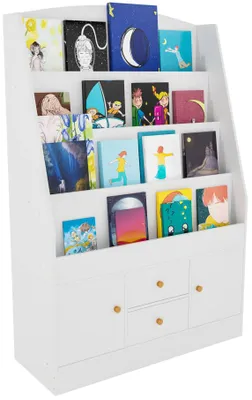 Produktbild von CLP Bücherregal Luray, Bücher-Organizer für Kinder, Spielzeugregal mit Schubladen weiß