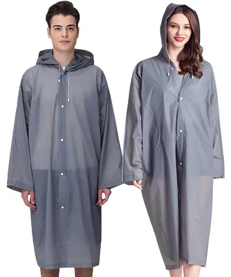 Produktbild von Regenmantel Regenponcho für Damen Herren, Regencape Wasserdicht, Grau