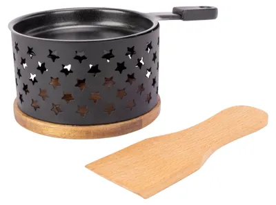Raclette aus Edelstahl, rund, für 1 Person, schwarz