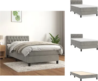 Produktbild von vidaXL Boxspringbett mit Matratze Hellgrau 90x190 cm Samt -  Betten & Bettgestelle