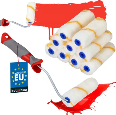 Produktbild von KOTARBAU® 10er Set Farbroller Gelbfaden 115 mm mit Gummigriff Farbwalze Pinsel Walzenbürste Rollerwalze Rollerpinsel für Anstricharbeiten und Renovierung