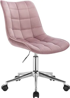 Obrázek produktu pro Happyment Ergonomická kancelářská židle Samet – Růžová – Výškově nastavitelná – Na kolečkách – Pro dospělé – Otočná – Bez područek