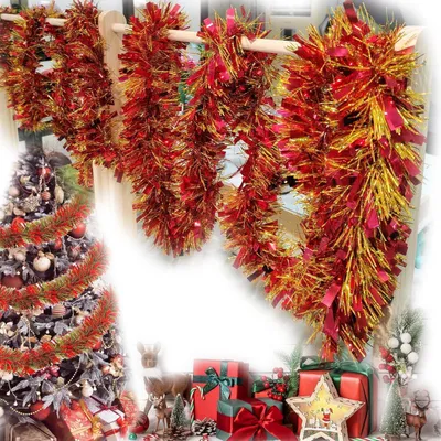 Image de Guirlandes décoratives de Noël, 4 pièces de 2 mètres, couleur rouge