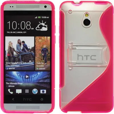 Produktbild von PhoneNatic Case kompatibel mit HTC One Mini - pink Silikon Hülle Aufstellbar + 2 Schutzfolien