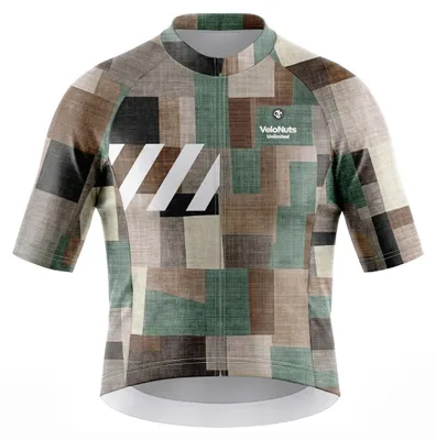 Produktbild von VeloNuts Damen Radtrikot, Terrain Blocks, Linen Patchwork, 2XS