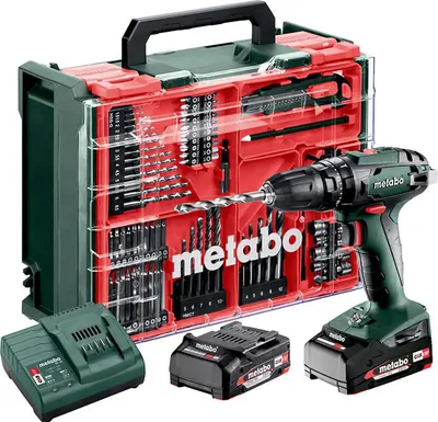 Produktbild von Metabo Akku-Schlagbohrschrauber SB 18 Set, incl. 2x Akku Li-Power 2 Ah, Ladegerät, Zubehör-Set 78-tlg., Kunststoffkoffer
