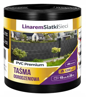 Zdjęcie produktu dla Taśma ogrodzeniowa Premium 1200g 19 cm x 26 m czarna +UV Linarem SiatkiSieci