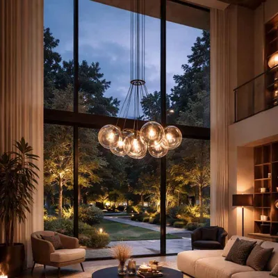 Produktbild von s.luce Orb Cluster Glaskugel Galerieleuchte Hängeleuchte 7-flammig Galerielampe Rauch Ø 50cm Rund, Länglich